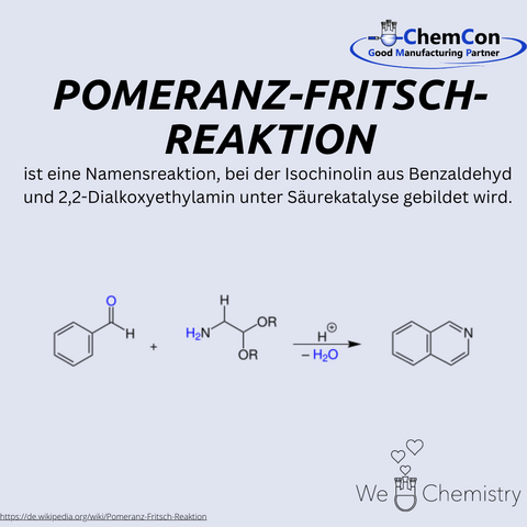 Schematische Darstellung der Pomeranz-Fritsch-Reaktion